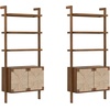 image:imageNathan James Beacon 3Shelf Bookcase with Seagrass Cabinet Solid Wood Bookshelf with Storage with Solid Wood Frame SeagrassRaw Oak Set of 3Dark Brownseagrass