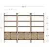 image:imageNathan James Beacon 3Shelf Bookcase with Seagrass Cabinet Solid Wood Bookshelf with Storage with Solid Wood Frame SeagrassRaw Oak Set of 3Dark Brownseagrass