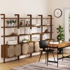 image:imageNathan James Beacon 3Shelf Bookcase with Seagrass Cabinet Solid Wood Bookshelf with Storage with Solid Wood Frame SeagrassRaw Oak Set of 3Dark Brownseagrass