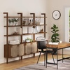 image:imageNathan James Beacon 3Shelf Bookcase with Seagrass Cabinet Solid Wood Bookshelf with Storage with Solid Wood Frame SeagrassRaw Oak Set of 3Dark Brownseagrass