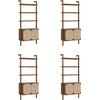 image:imageNathan James Beacon 3Shelf Bookcase with Seagrass Cabinet Solid Wood Bookshelf with Storage with Solid Wood Frame SeagrassRaw Oak Set of 3Dark Brownseagrass