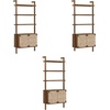 image:imageNathan James Beacon 3Shelf Bookcase with Seagrass Cabinet Solid Wood Bookshelf with Storage with Solid Wood Frame SeagrassRaw Oak Set of 3Dark Brownseagrass