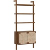 image:imageNathan James Beacon 3Shelf Bookcase with Seagrass Cabinet Solid Wood Bookshelf with Storage with Solid Wood Frame SeagrassRaw Oak Set of 3Dark Brownseagrass