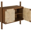 image:imageNathan James Beacon 3Shelf Bookcase with Seagrass Cabinet Solid Wood Bookshelf with Storage with Solid Wood Frame SeagrassRaw Oak Set of 3Dark Brownseagrass