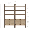 image:imageNathan James Beacon 3Shelf Bookcase with Seagrass Cabinet Solid Wood Bookshelf with Storage with Solid Wood Frame SeagrassRaw Oak Set of 3Dark Brownseagrass