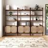 image:imageNathan James Beacon 3Shelf Bookcase with Seagrass Cabinet Solid Wood Bookshelf with Storage with Solid Wood Frame SeagrassRaw Oak Set of 3Dark Brownseagrass