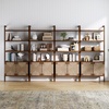image:imageNathan James Beacon 3Shelf Bookcase with Seagrass Cabinet Solid Wood Bookshelf with Storage with Solid Wood Frame SeagrassRaw Oak Set of 3Dark Brownseagrass