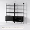 image:imageNathan James Beacon 3Shelf Bookcase with Seagrass Cabinet Solid Wood Bookshelf with Storage with Solid Wood Frame SeagrassRaw Oak Set of 3Jasper Black Oak