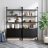 image:imageNathan James Beacon 3Shelf Bookcase with Seagrass Cabinet Solid Wood Bookshelf with Storage with Solid Wood Frame SeagrassRaw Oak Set of 3Jasper Black Oak