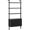 image:imageNathan James Beacon 3Shelf Bookcase with Seagrass Cabinet Solid Wood Bookshelf with Storage with Solid Wood Frame SeagrassRaw Oak Set of 3Jasper Black Oak