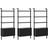 image:imageNathan James Beacon 3Shelf Bookcase with Seagrass Cabinet Solid Wood Bookshelf with Storage with Solid Wood Frame SeagrassRaw Oak Set of 3Jasper Black Oak