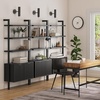 image:imageNathan James Beacon 3Shelf Bookcase with Seagrass Cabinet Solid Wood Bookshelf with Storage with Solid Wood Frame SeagrassRaw Oak Set of 3Jasper Black Oak