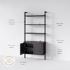 image:imageNathan James Beacon 3Shelf Bookcase with Seagrass Cabinet Solid Wood Bookshelf with Storage with Solid Wood Frame SeagrassRaw Oak Set of 3Jasper Black Oak