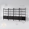 image:imageNathan James Beacon 3Shelf Bookcase with Seagrass Cabinet Solid Wood Bookshelf with Storage with Solid Wood Frame SeagrassRaw Oak Set of 3Jasper Black Oak