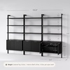 image:imageNathan James Beacon 3Shelf Bookcase with Seagrass Cabinet Solid Wood Bookshelf with Storage with Solid Wood Frame SeagrassRaw Oak Set of 3Jasper Black Oak