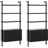 image:imageNathan James Beacon 3Shelf Bookcase with Seagrass Cabinet Solid Wood Bookshelf with Storage with Solid Wood Frame SeagrassRaw Oak Set of 3Jasper Black Oak