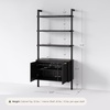 image:imageNathan James Beacon 3Shelf Bookcase with Seagrass Cabinet Solid Wood Bookshelf with Storage with Solid Wood Frame SeagrassRaw Oak Set of 3Jasper Black Oak