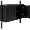 image:imageNathan James Beacon 3Shelf Bookcase with Seagrass Cabinet Solid Wood Bookshelf with Storage with Solid Wood Frame SeagrassRaw Oak Set of 3Jasper Black Oak