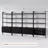 image:imageNathan James Beacon 3Shelf Bookcase with Seagrass Cabinet Solid Wood Bookshelf with Storage with Solid Wood Frame SeagrassRaw Oak Set of 3Jasper Black Oak