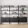 image:imageNathan James Beacon 3Shelf Bookcase with Seagrass Cabinet Solid Wood Bookshelf with Storage with Solid Wood Frame SeagrassRaw Oak Set of 3Jasper Black Oak