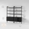 image:imageNathan James Beacon 3Shelf Bookcase with Seagrass Cabinet Solid Wood Bookshelf with Storage with Solid Wood Frame SeagrassRaw Oak Set of 3Jasper Black Oak