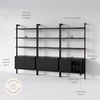 image:imageNathan James Beacon 3Shelf Bookcase with Seagrass Cabinet Solid Wood Bookshelf with Storage with Solid Wood Frame SeagrassRaw Oak Set of 3Jasper Black Oak
