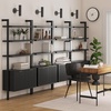 image:imageNathan James Beacon 3Shelf Bookcase with Seagrass Cabinet Solid Wood Bookshelf with Storage with Solid Wood Frame SeagrassRaw Oak Set of 3Jasper Black Oak