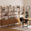 image:imageNathan James Beacon 3Shelf Bookcase with Seagrass Cabinet Solid Wood Bookshelf with Storage with Solid Wood Frame SeagrassRaw Oak Set of 3Jasper Natural Brown