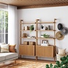 image:imageNathan James Beacon 3Shelf Bookcase with Seagrass Cabinet Solid Wood Bookshelf with Storage with Solid Wood Frame SeagrassRaw Oak Set of 3Jasper Natural Brown