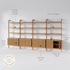 image:imageNathan James Beacon 3Shelf Bookcase with Seagrass Cabinet Solid Wood Bookshelf with Storage with Solid Wood Frame SeagrassRaw Oak Set of 3Jasper Natural Brown