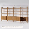 image:imageNathan James Beacon 3Shelf Bookcase with Seagrass Cabinet Solid Wood Bookshelf with Storage with Solid Wood Frame SeagrassRaw Oak Set of 3Jasper Natural Brown