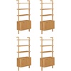 image:imageNathan James Beacon 3Shelf Bookcase with Seagrass Cabinet Solid Wood Bookshelf with Storage with Solid Wood Frame SeagrassRaw Oak Set of 3Jasper Natural Brown