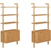 image:imageNathan James Beacon 3Shelf Bookcase with Seagrass Cabinet Solid Wood Bookshelf with Storage with Solid Wood Frame SeagrassRaw Oak Set of 3Jasper Natural Brown