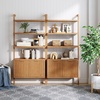 image:imageNathan James Beacon 3Shelf Bookcase with Seagrass Cabinet Solid Wood Bookshelf with Storage with Solid Wood Frame SeagrassRaw Oak Set of 3Jasper Natural Brown