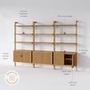 image:imageNathan James Beacon 3Shelf Bookcase with Seagrass Cabinet Solid Wood Bookshelf with Storage with Solid Wood Frame SeagrassRaw Oak Set of 3Jasper Natural Brown