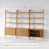 image:imageNathan James Beacon 3Shelf Bookcase with Seagrass Cabinet Solid Wood Bookshelf with Storage with Solid Wood Frame SeagrassRaw Oak Set of 3Jasper Natural Brown
