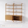 image:imageNathan James Beacon 3Shelf Bookcase with Seagrass Cabinet Solid Wood Bookshelf with Storage with Solid Wood Frame SeagrassRaw Oak Set of 3Jasper Natural Brown