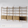 image:imageNathan James Beacon 3Shelf Bookcase with Seagrass Cabinet Solid Wood Bookshelf with Storage with Solid Wood Frame SeagrassRaw Oak Set of 3Light Brown