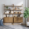 image:imageNathan James Beacon 3Shelf Bookcase with Seagrass Cabinet Solid Wood Bookshelf with Storage with Solid Wood Frame SeagrassRaw Oak Set of 3Light Brown