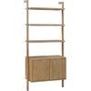 image:imageNathan James Beacon 3Shelf Bookcase with Seagrass Cabinet Solid Wood Bookshelf with Storage with Solid Wood Frame SeagrassRaw Oak Set of 3Light Brown