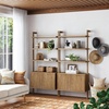 image:imageNathan James Beacon 3Shelf Bookcase with Seagrass Cabinet Solid Wood Bookshelf with Storage with Solid Wood Frame SeagrassRaw Oak Set of 3Light Brown