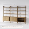 image:imageNathan James Beacon 3Shelf Bookcase with Seagrass Cabinet Solid Wood Bookshelf with Storage with Solid Wood Frame SeagrassRaw Oak Set of 3Light Brown