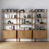 image:imageNathan James Beacon 3Shelf Bookcase with Seagrass Cabinet Solid Wood Bookshelf with Storage with Solid Wood Frame SeagrassRaw Oak Set of 3Light Brown