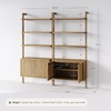 image:imageNathan James Beacon 3Shelf Bookcase with Seagrass Cabinet Solid Wood Bookshelf with Storage with Solid Wood Frame SeagrassRaw Oak Set of 3Light Brown