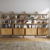 image:imageNathan James Beacon 3Shelf Bookcase with Seagrass Cabinet Solid Wood Bookshelf with Storage with Solid Wood Frame SeagrassRaw Oak Set of 3Light Brown