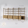 image:imageNathan James Beacon 3Shelf Bookcase with Seagrass Cabinet Solid Wood Bookshelf with Storage with Solid Wood Frame SeagrassRaw Oak Set of 3Light Brown