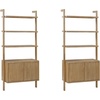 image:imageNathan James Beacon 3Shelf Bookcase with Seagrass Cabinet Solid Wood Bookshelf with Storage with Solid Wood Frame SeagrassRaw Oak Set of 3Light Brown
