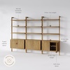 image:imageNathan James Beacon 3Shelf Bookcase with Seagrass Cabinet Solid Wood Bookshelf with Storage with Solid Wood Frame SeagrassRaw Oak Set of 3Light Brown