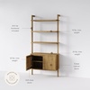 image:imageNathan James Beacon 3Shelf Bookcase with Seagrass Cabinet Solid Wood Bookshelf with Storage with Solid Wood Frame SeagrassRaw Oak Set of 3Light Brown