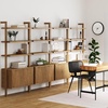 image:imageNathan James Beacon 3Shelf Bookcase with Seagrass Cabinet Solid Wood Bookshelf with Storage with Solid Wood Frame SeagrassRaw Oak Set of 3Light Brown